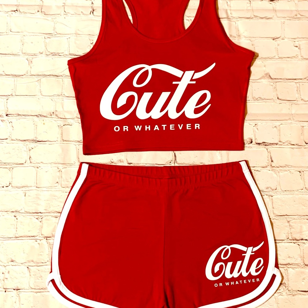 CUTE OR WHATEVER WINE RACER BACK SET